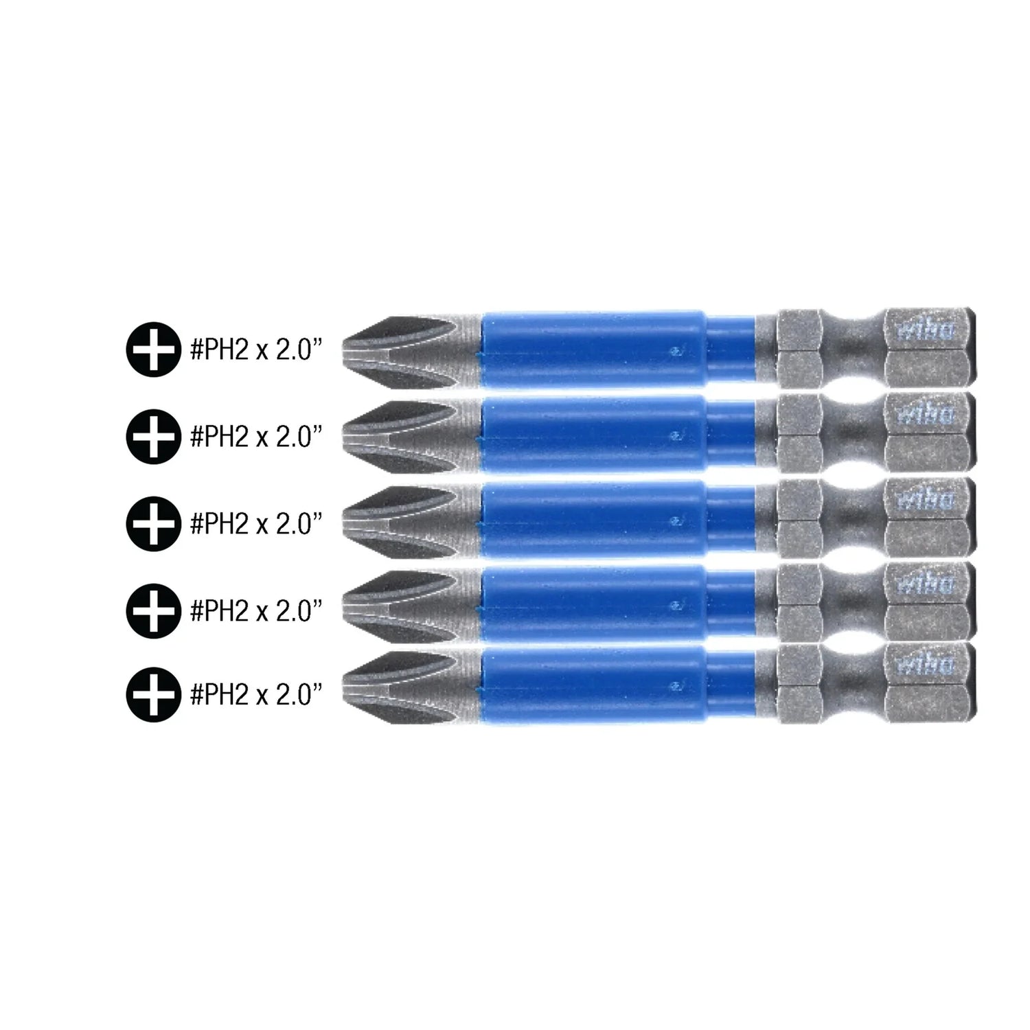 Wiha 70269 TerminatorBlue Impact Bit Phillips #2 - 2 Inch - 5 Pack