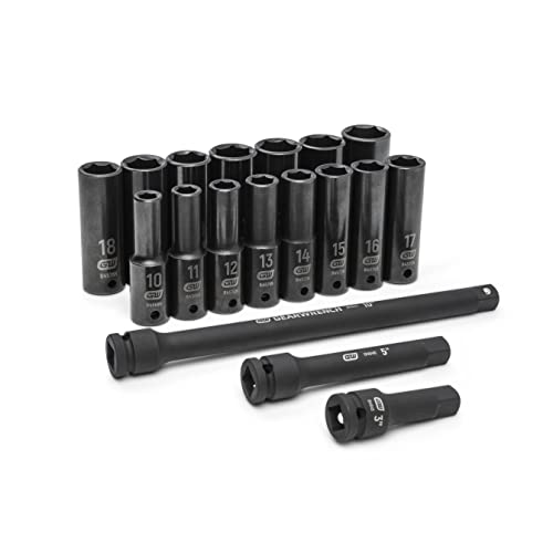 GEARWRENCH 89096 18 Piece 1/2" Drive Deep Metric Impact Socket Set