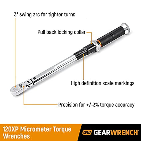 GEARWRENCH 85171 1/4" Drive 120XP Micrometer Torque Wrench