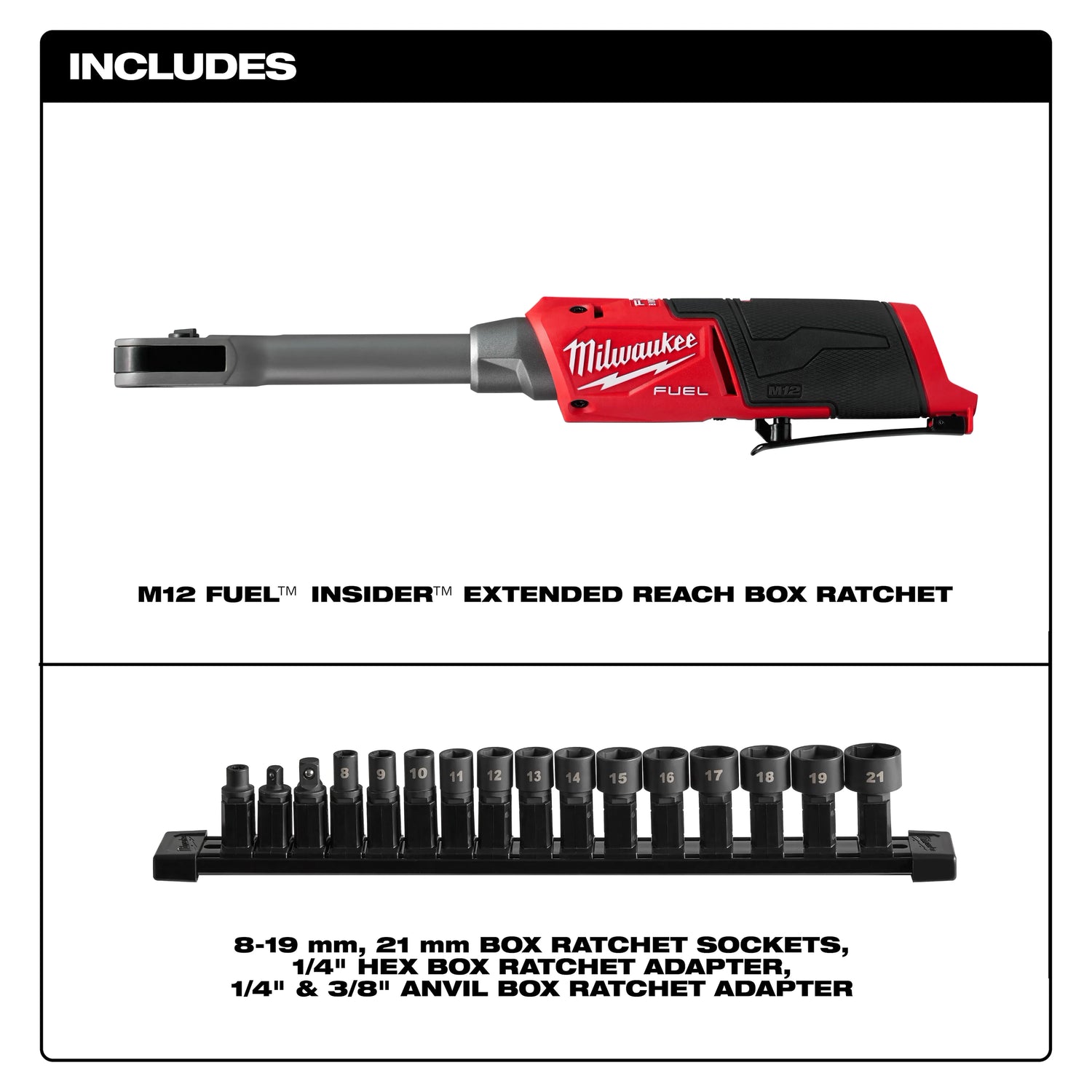 Milwaukee 3050-20 M12 Fuel Insider Extended Reach Box Ratchet