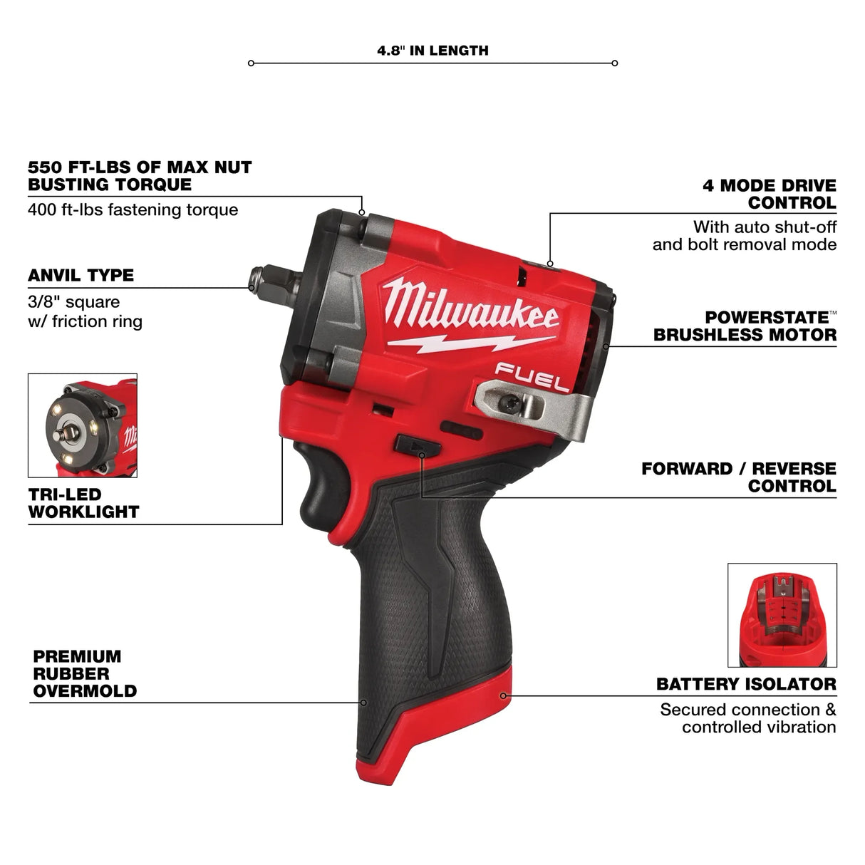 Milwaukee 2562-20 M12 Fueltrade Stubby 3/8 Impact Wrench