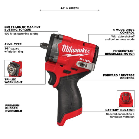 Milwaukee 2562-20 M12 Fueltrade Stubby 3/8 Impact Wrench