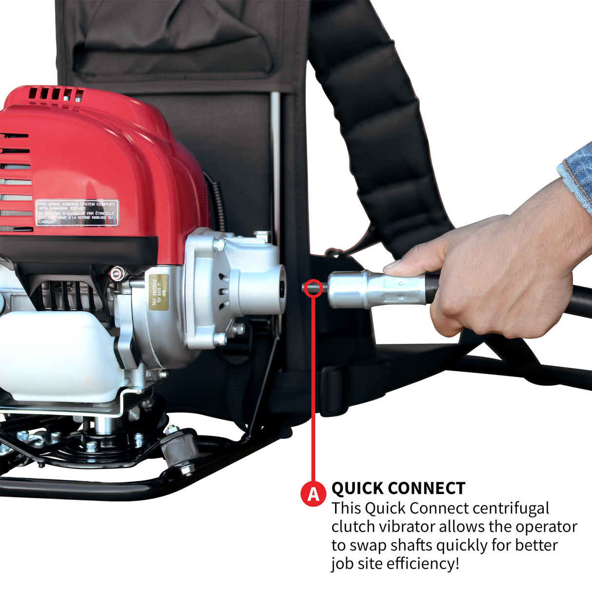2HP Honda Concrete Vibrator with Flex Shaft Cable Whip Backpack