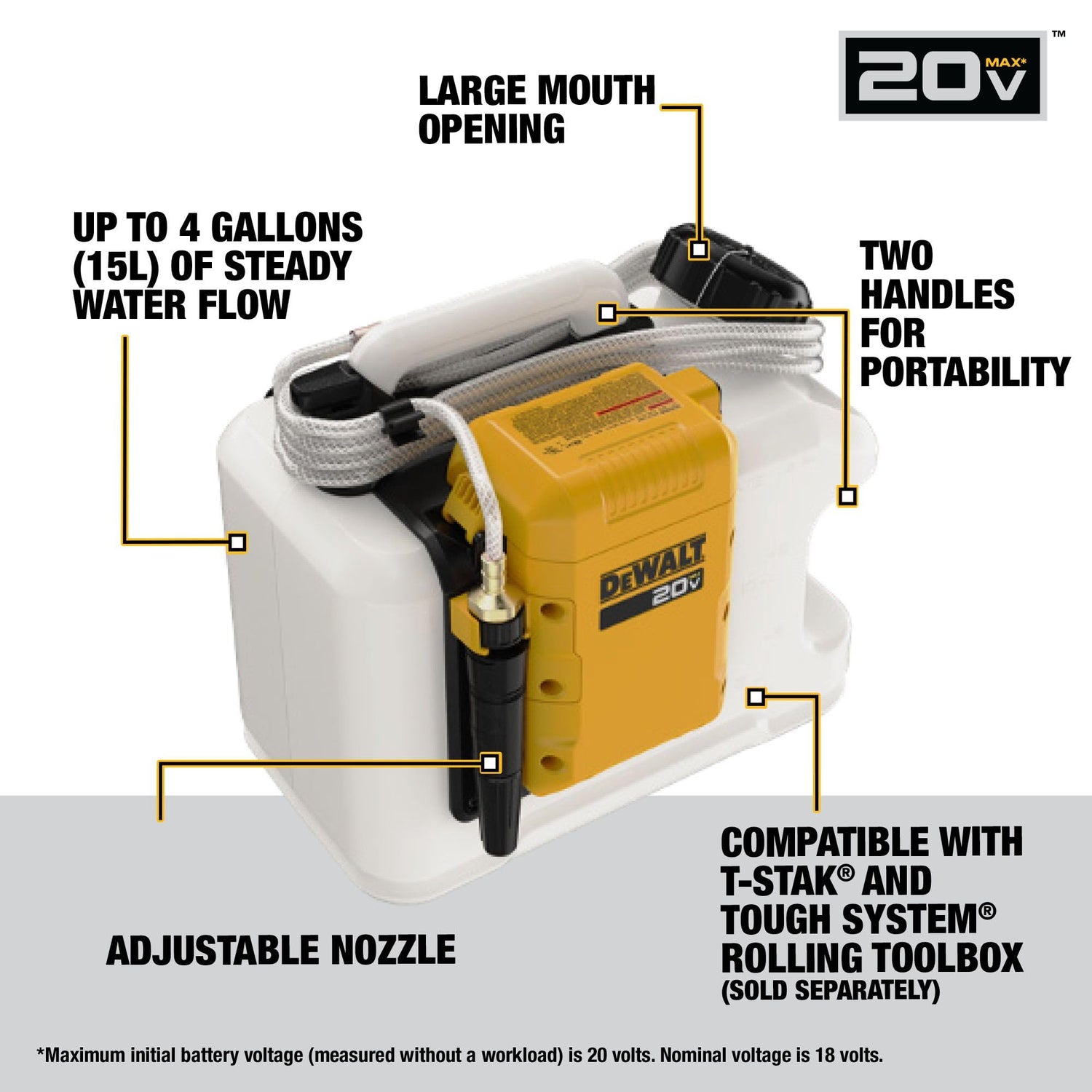 Dewalt DCE6820B 20V MAX* Powered Water Tank (Tool Only)