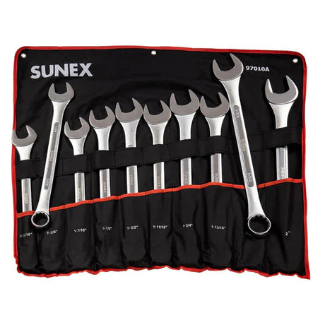 Sunex 97010A 10-Pc Sae Raised Panel Jumbo Combi Wrench Set