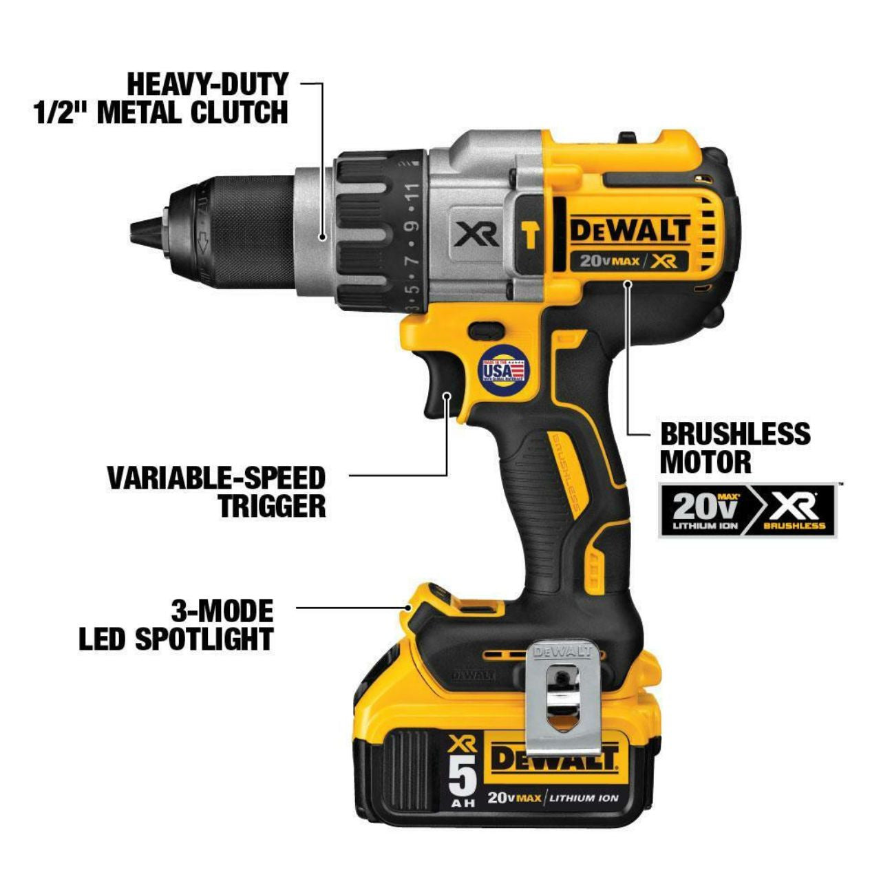 20V MAX* XR® BRUSHLESS CORDLESS 3-SPEED HAMMER DRILL/DRIVER (TOOL ONLY)