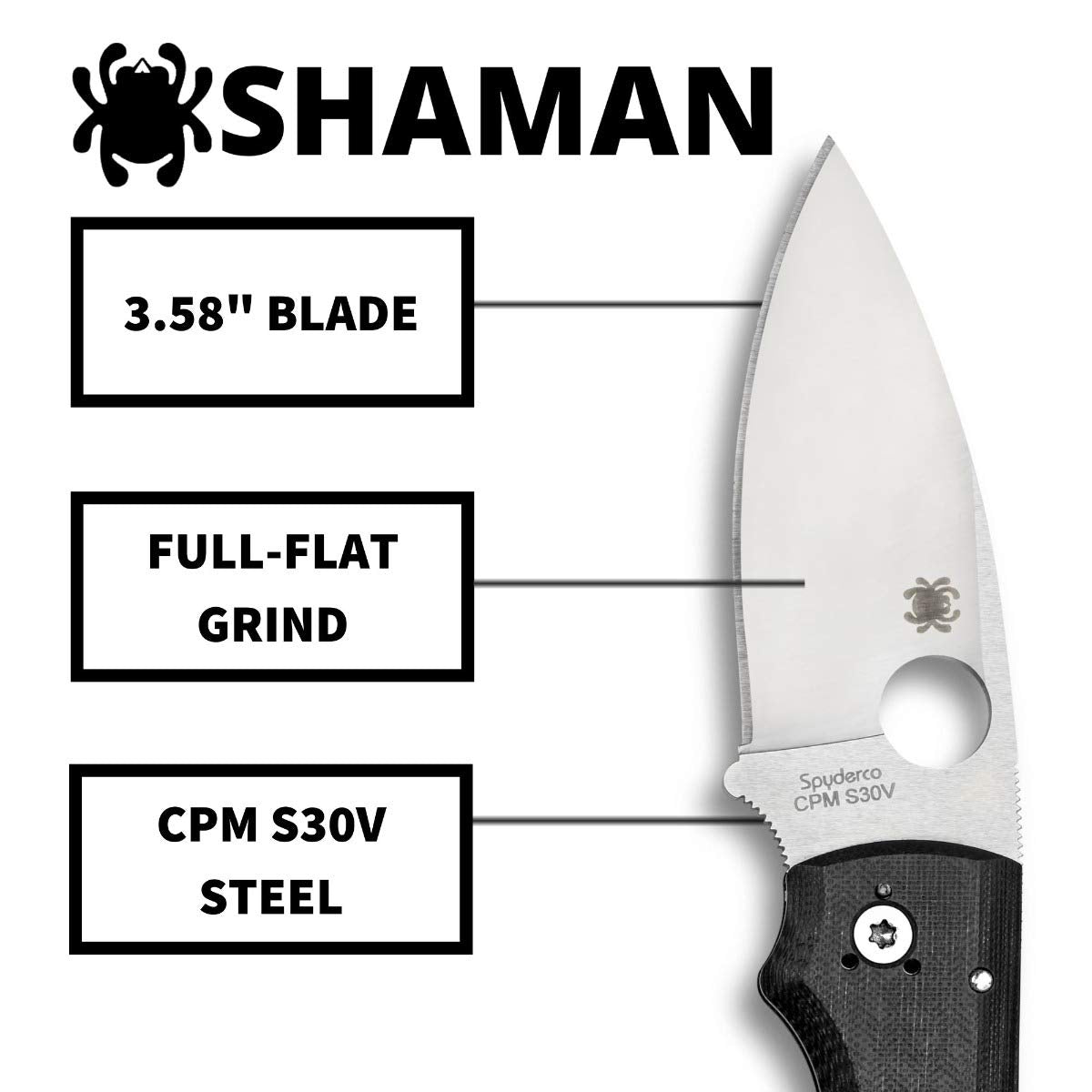 Spyderco C229GP Shaman Signature Knife with 3.58" CPM S30V Stainless Steel Blade