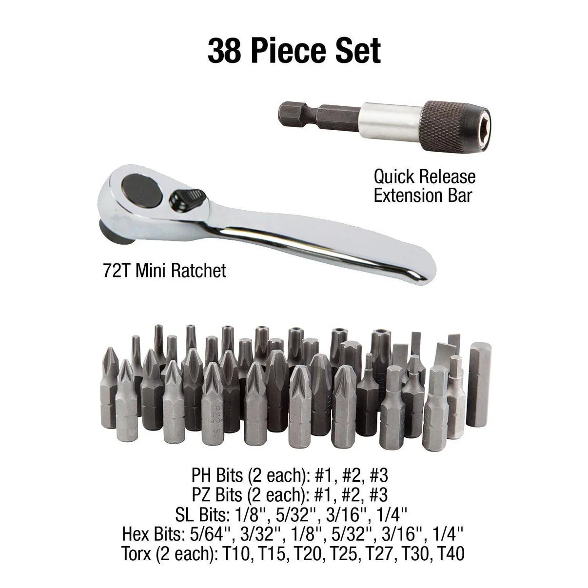 Sunex 9726 38 Pc Mini Ratchet And Bit Set