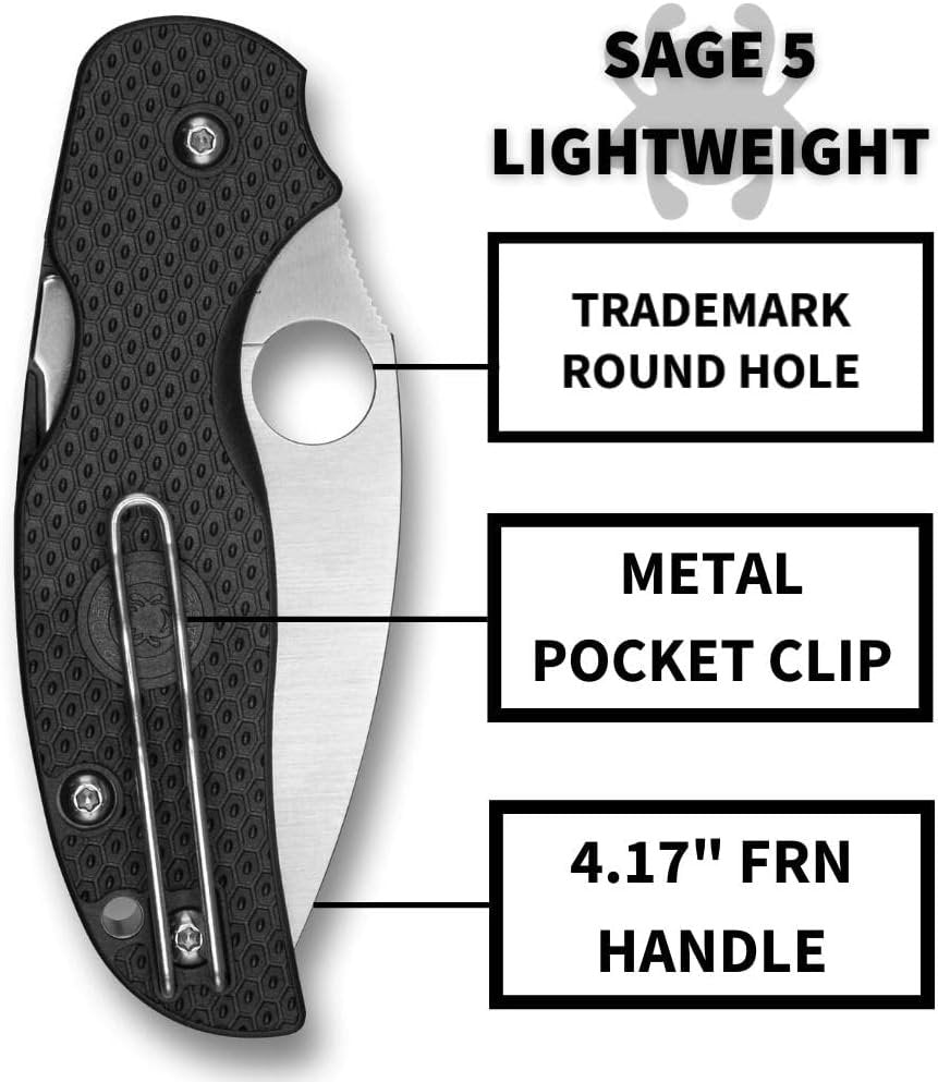 Spyderco C123PBK Sage 5 Lightweight Folding Utility Pocket Knife