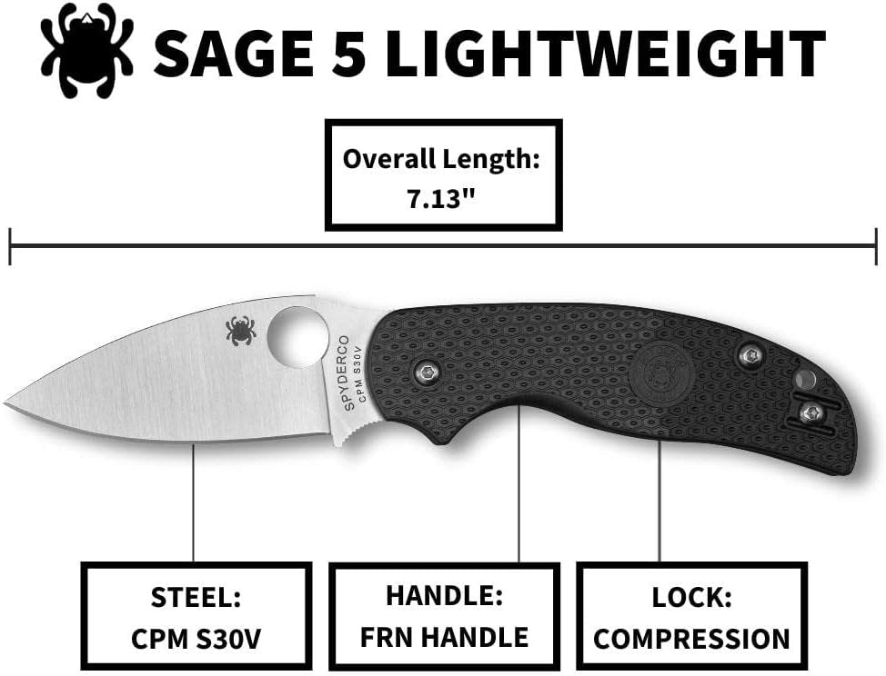 Spyderco C123PBK Sage 5 Lightweight Folding Utility Pocket Knife
