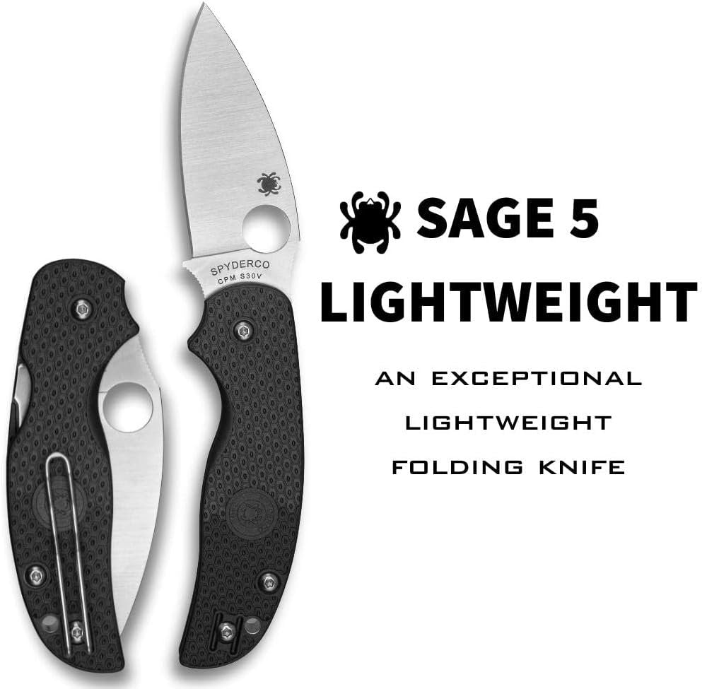 Spyderco C123PBK Sage 5 Lightweight Folding Utility Pocket Knife