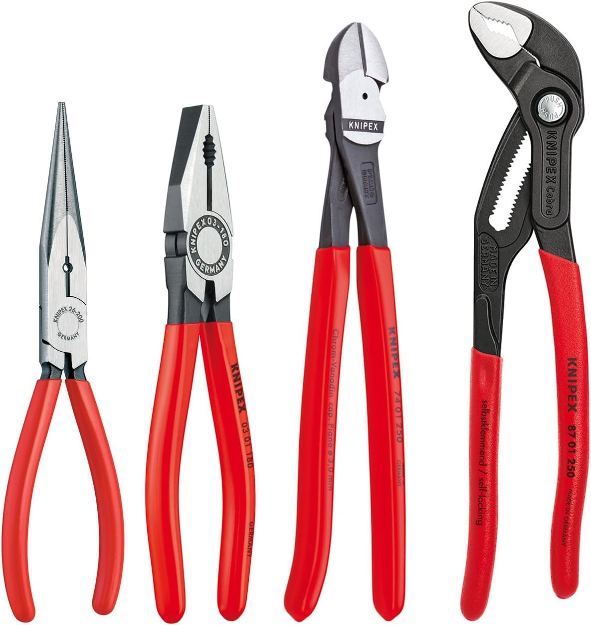 KNIPEX Tools 9K 00 80 94 US Cobra Combination Cutter and Needle Nose Pliers 4-Piece Set