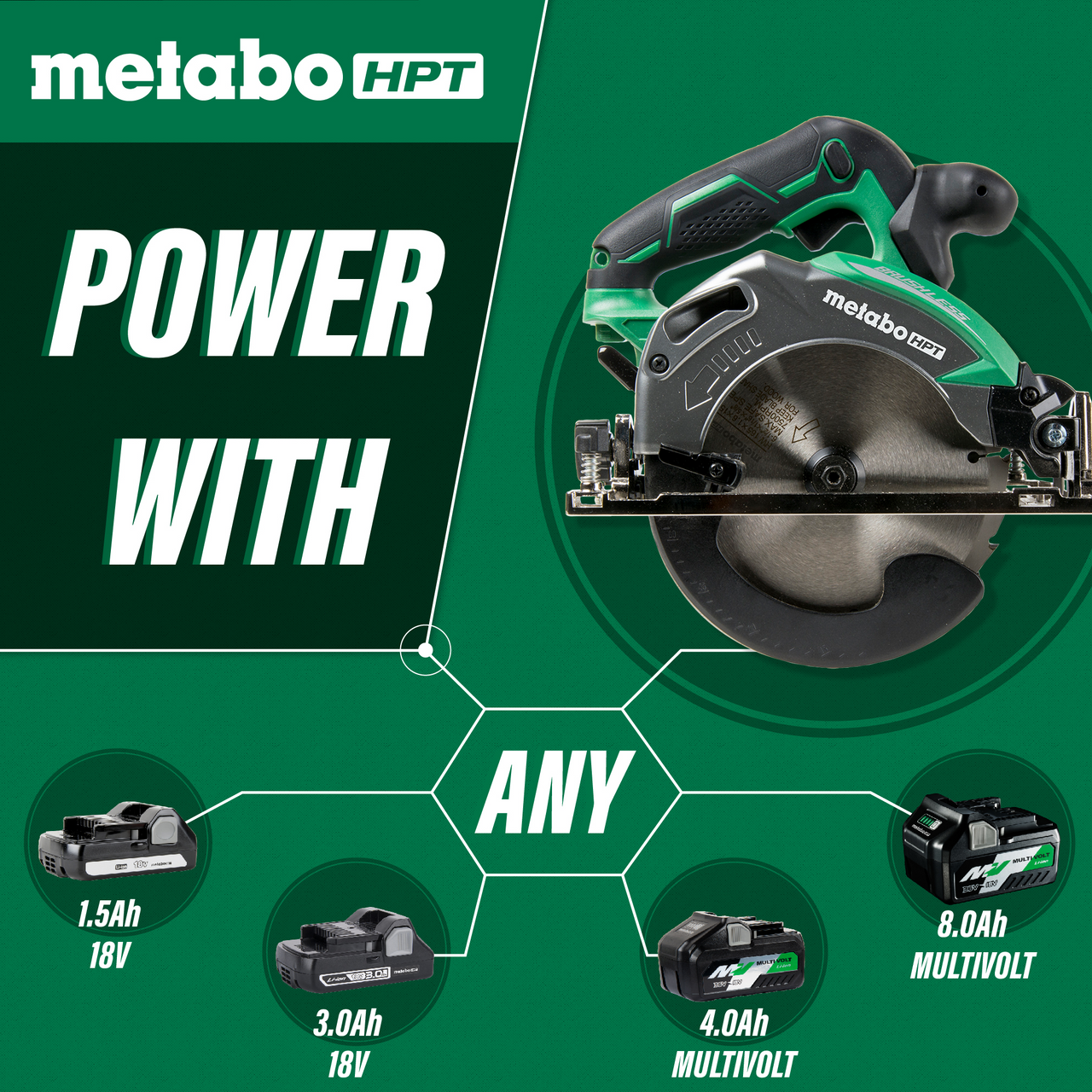 18V 6-1/2 Inch Deep Cut Cordless Circular Saw (Tool Body Only) | Metabo HPT C18DBALQ4