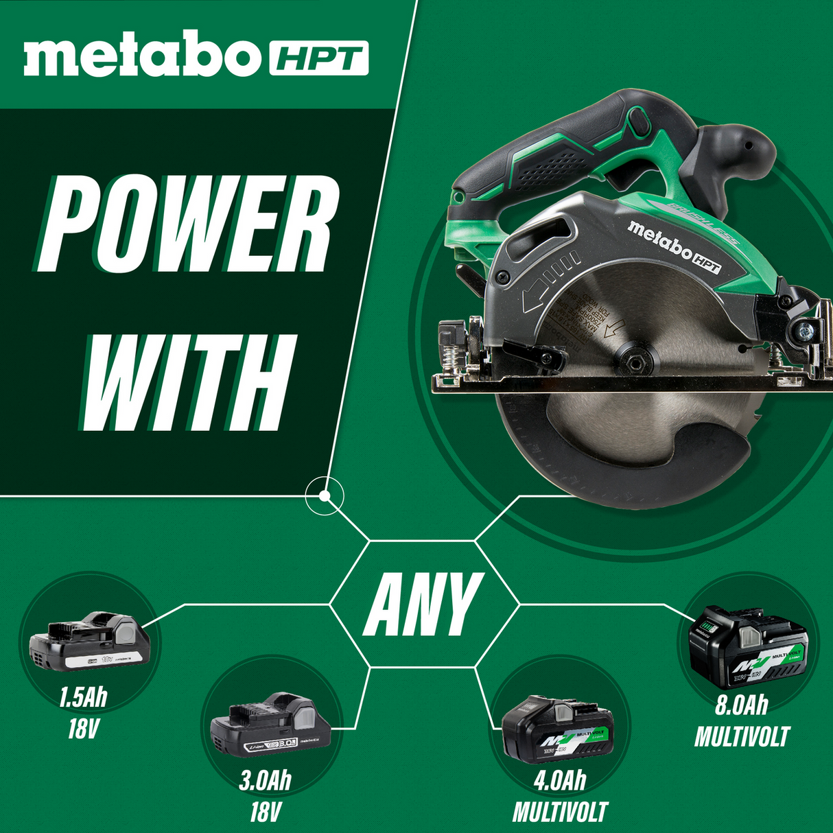 18V 6-1/2 Inch Deep Cut Cordless Circular Saw (Tool Body Only) | Metabo HPT C18DBALQ4