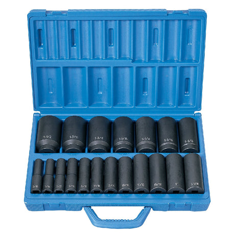 Grey Pneumatic 1319D 19 Pc 1/2 Dr Deep Length Fractional Master Set