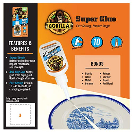 Gorilla 7400202 Super Glue XL Clear Glue 25 Gram (Pack of 1)