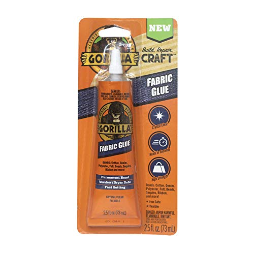 Gorilla 802551 Waterproof Fabric Glue 2.5 Ounce Tube, Clear, (Pack of 1)