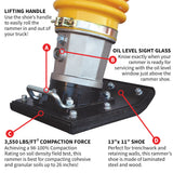 3.6HP Honda Vibratory Rammer Jumping Jack Tamper with Honda GXR120 Engine Impact Force 3,550 lbs/ft
