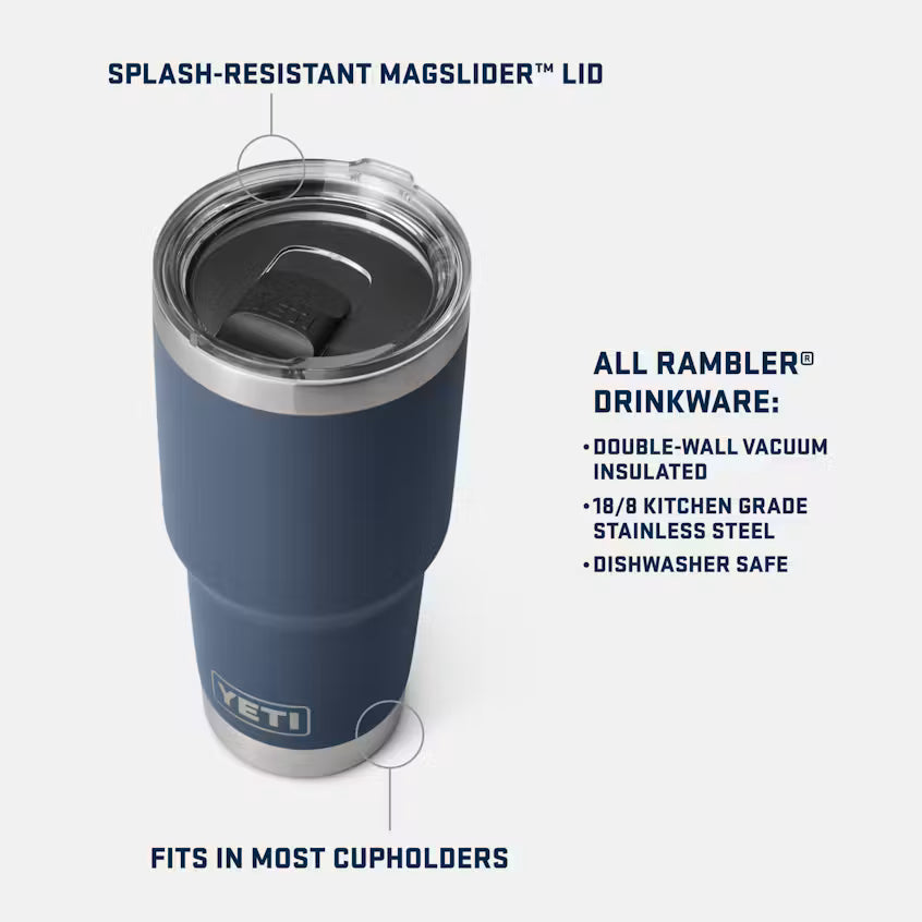 Yeti Rambler 30 oz Black with Magslide Lid