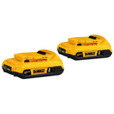 DeWalt DCB203-2 20V MAX Battery, Compact 2.0Ah Double Pack