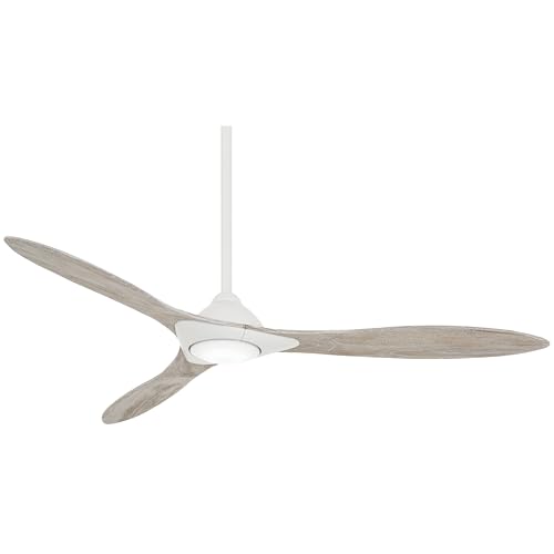 Minka-Aire Sleek 60" LED Ceiling Fan – Flat White & Bleached Seasoned Wood (F868L-WHF)