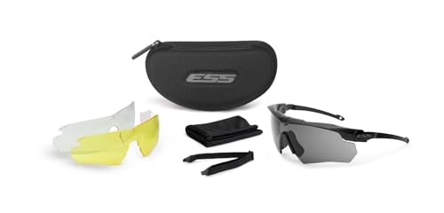 ESS Crossbow Suppressor 3LS Ballistic Eyeshield Kit – Black Frame / Clear, Smoke Gray & Hi-Def Yellow Lenses (EE9007-10)