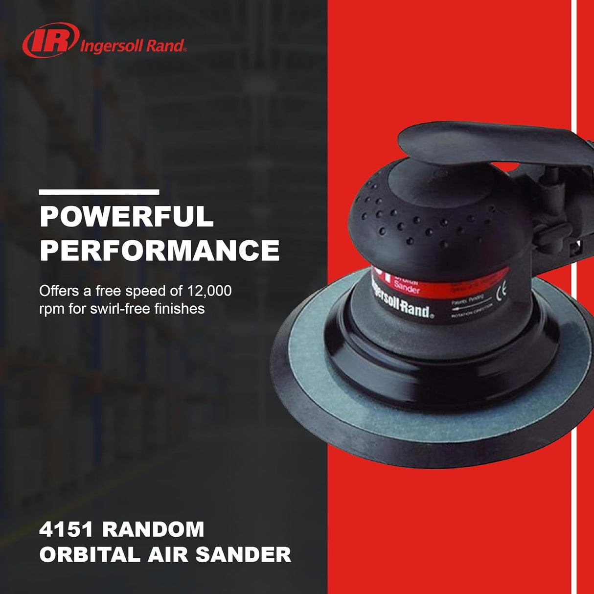 Ingersoll Rand 4151 Sander Air 6In. Random Orbital 12000Rpm Vac Rdy