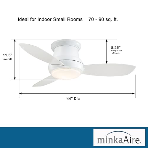 Minka-Aire Concept II 44" Flush Mount LED Ceiling Fan with Light & Remote – White (F518L-WH)