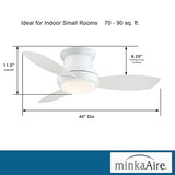 Minka-Aire Concept II 44" Flush Mount LED Ceiling Fan with Light & Remote – White (F518L-WH)