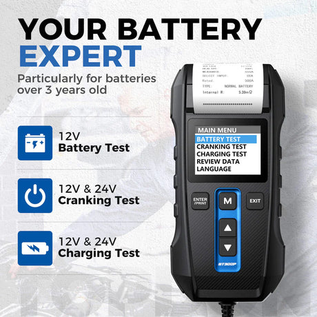 Topdon BT300P Battery Charging Cranking System Tester W/Print