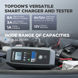 Topdon TB8000 8A Smart Battery Charger Li Wet Gel Mf Cal Efb Agm