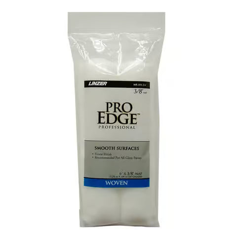 Linzer MR 101-2 0600 6" Pro Edge White Woven Smooth Mini Roller Cover 3/8" Nap