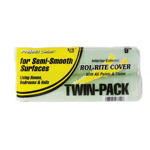 Linzer 9382 0900 9" Project Select Utility Roller Cover 2 Pk. 3/8" Nap