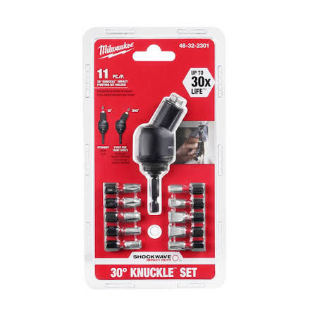 Milwaukee SHOCKWAVE 30° KNUCKLE Pivoting Bit Holder 11PC – 48-32-2301