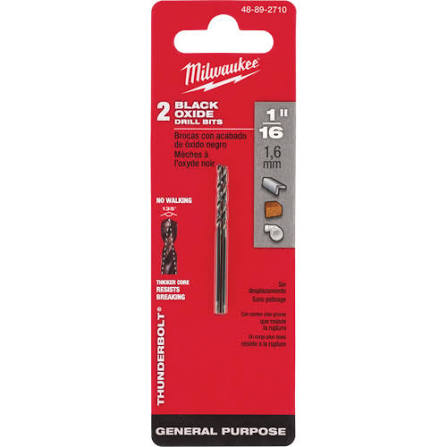 Milwaukee 1/16 in. THUNDERBOLT Black Oxide Drill Bit – 48-89-2710