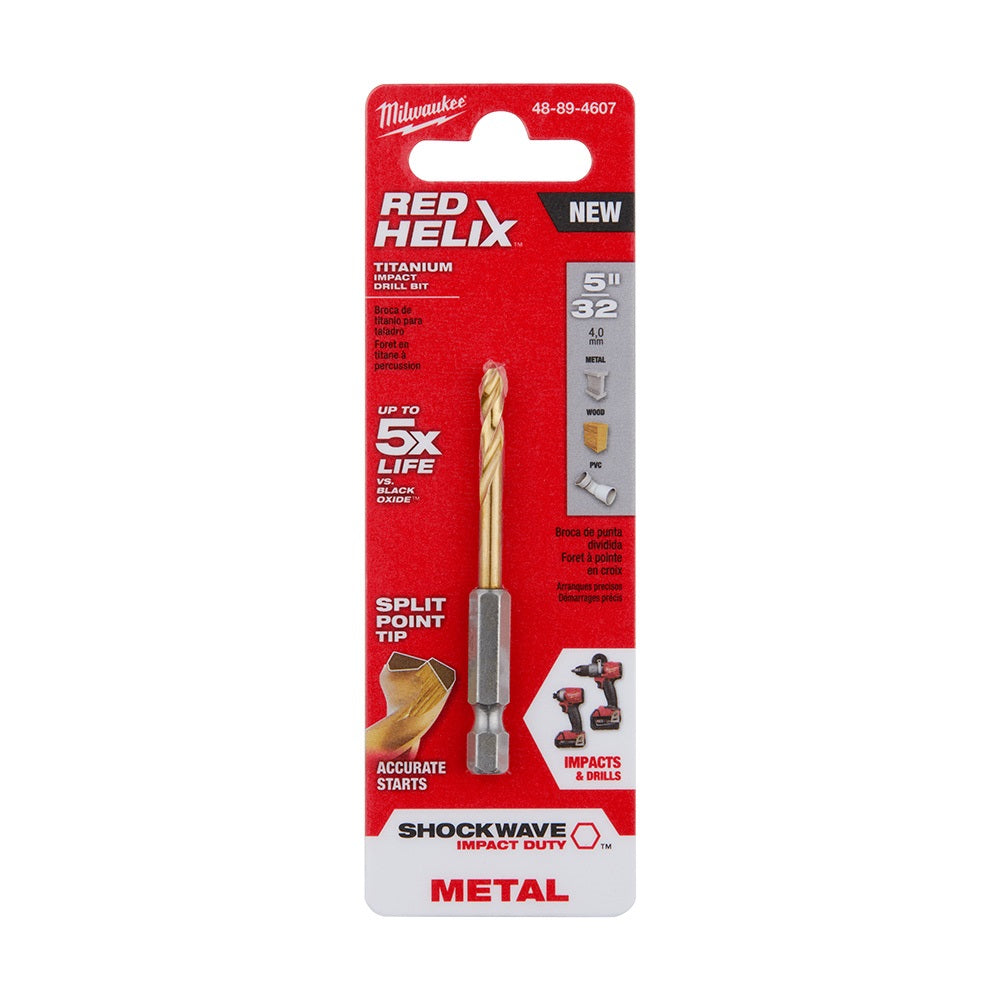Milwaukee SHOCKWAVE RED HELIX Titanium Drill Bit – 48-89-4607