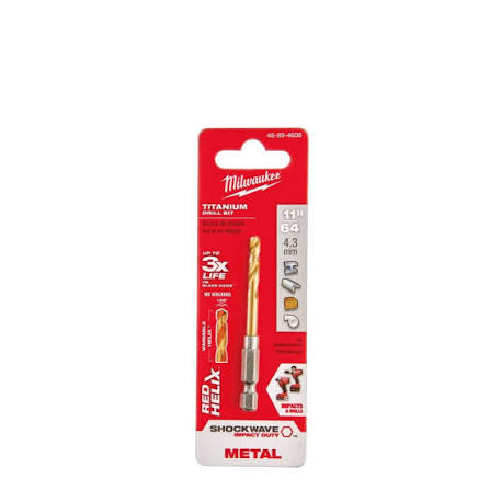 Milwaukee SHOCKWAVE RED HELIX Titanium Drill Bit – 48-89-4608