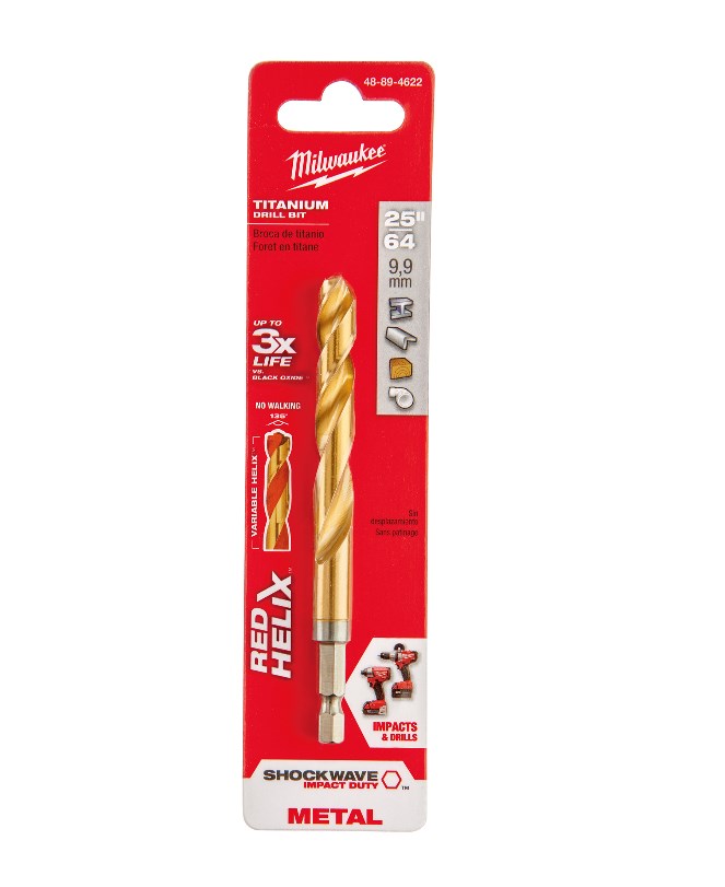 Milwaukee SHOCKWAVE RED HELIX Titanium Drill Bit – 48-89-4622