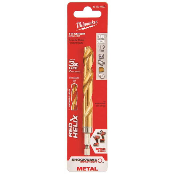 Milwaukee SHOCKWAVE RED HELIX Titanium Drill Bit – 48-89-4627