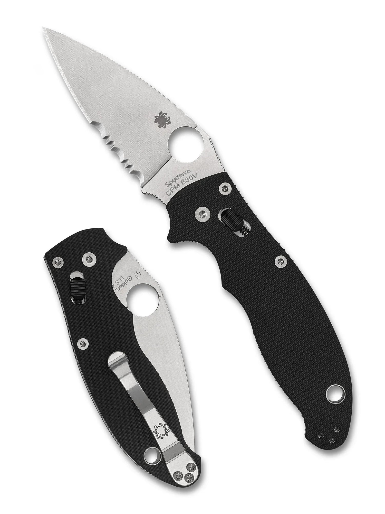 Spyderco C101GPBBK2 Manix2 Black G-10 Black Blade Plainedge Knife