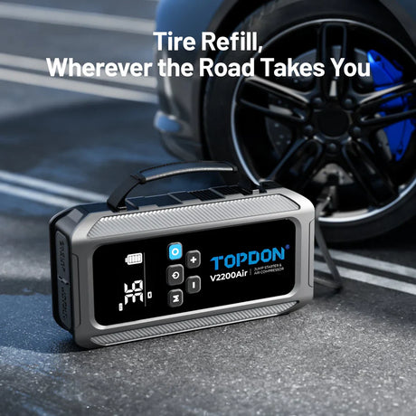 Topdon V2200AIR 2-In-1 2200 Peak Amp Jump Starter Air Compressor
