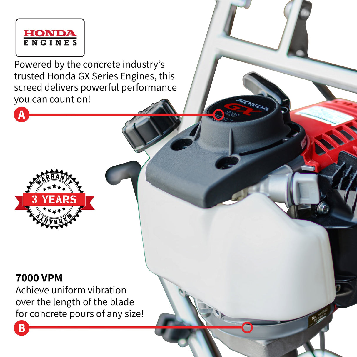 Tomahawk PRO Series Honda Power Screed Single Magnesium Blade Bundle (Choose 4ft, 6ft, 8ft, 10ft, 12ft, 14ft, 16ft)