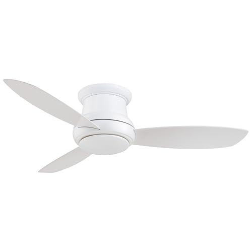 Minka-Aire Concept II 52" Flush Mount LED Ceiling Fan with Light & Remote – White (F519L-WH)