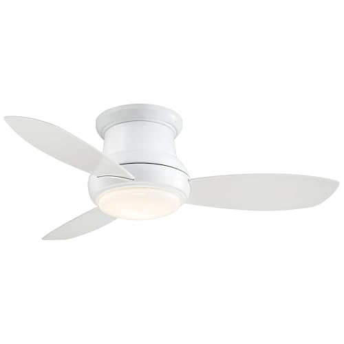 Minka-Aire Concept II 44" Flush Mount LED Ceiling Fan with Light & Remote – White (F518L-WH)