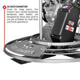 36" Honda Concrete Fast Pitch Power Trowel with 9HP Honda GX270 Finishing Blades Finishing Tool