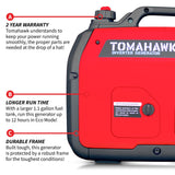 2000 Watt Inverter Generator Super Quiet Portable Gas Power Professional Use