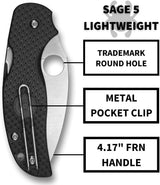 Spyderco C123PBK Sage 5 Lightweight Folding Utility Pocket Knife