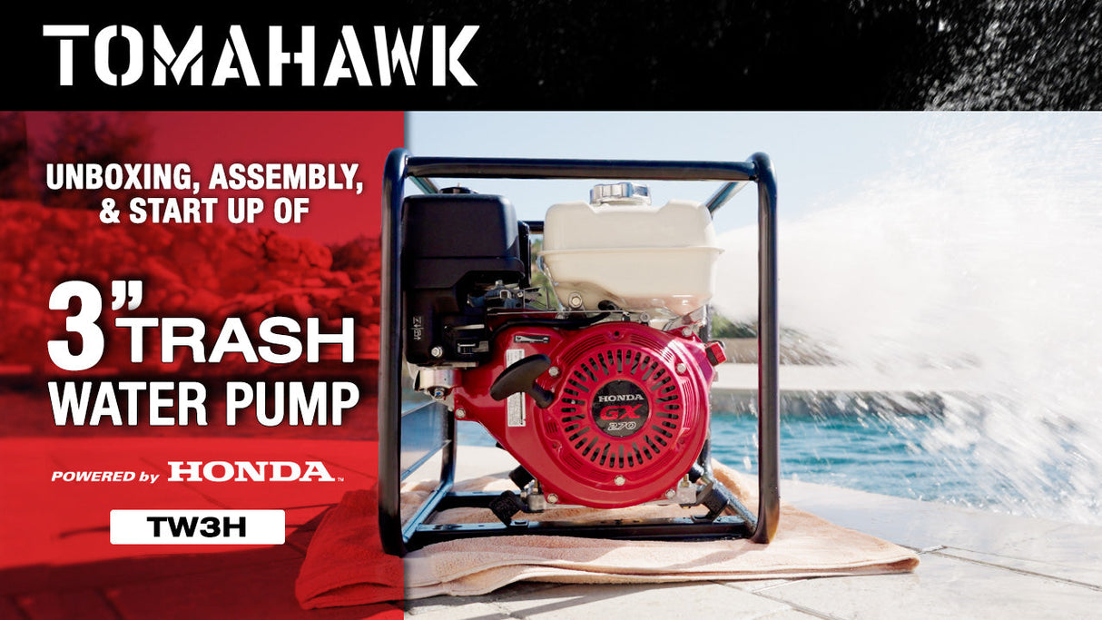 3 Inch Trash Water Pump 375 GPM 8 HP GX270 powered by Honda Portable Utility